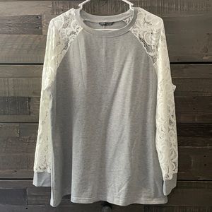 SHEIN Gray Short with white lace long sleeves